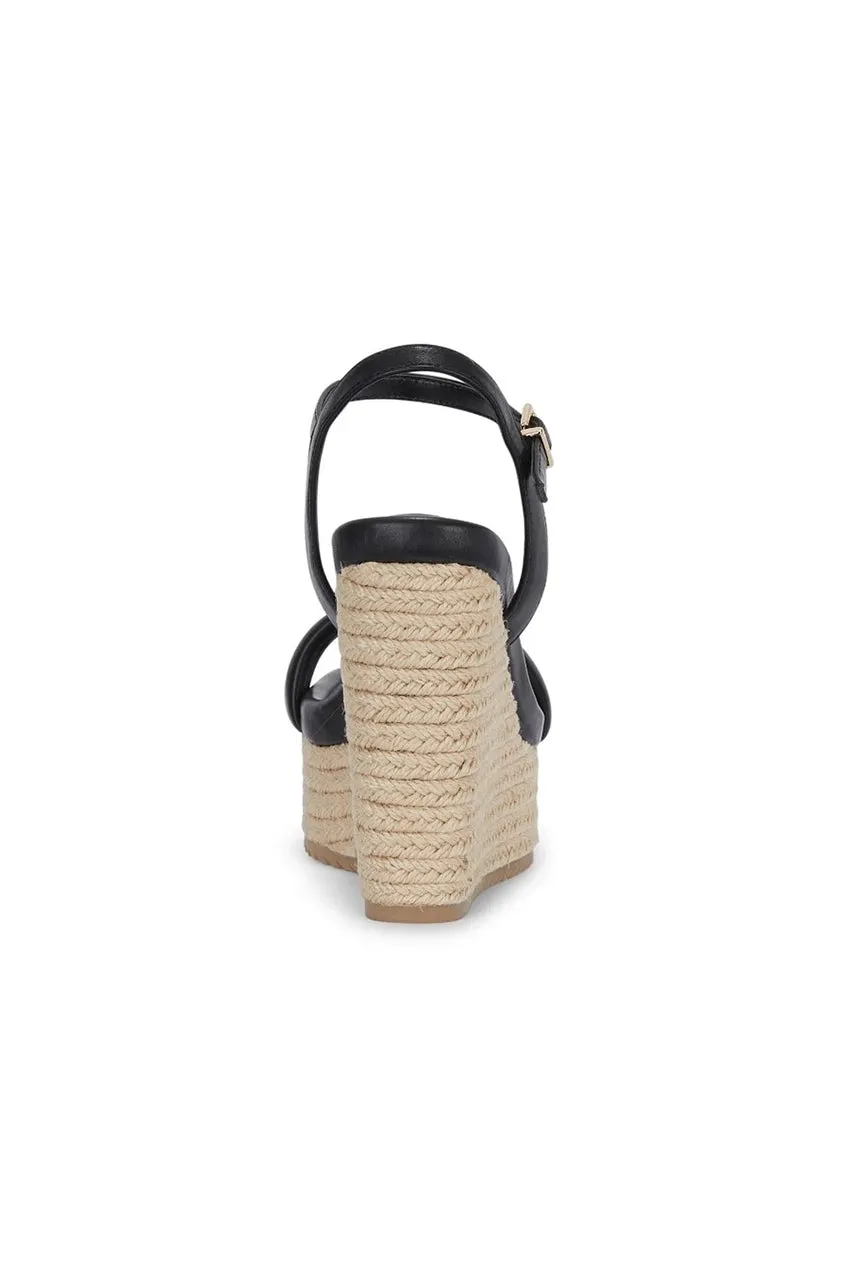 Malow London Jenna sandali zeppa neri tacco 11,5 cm