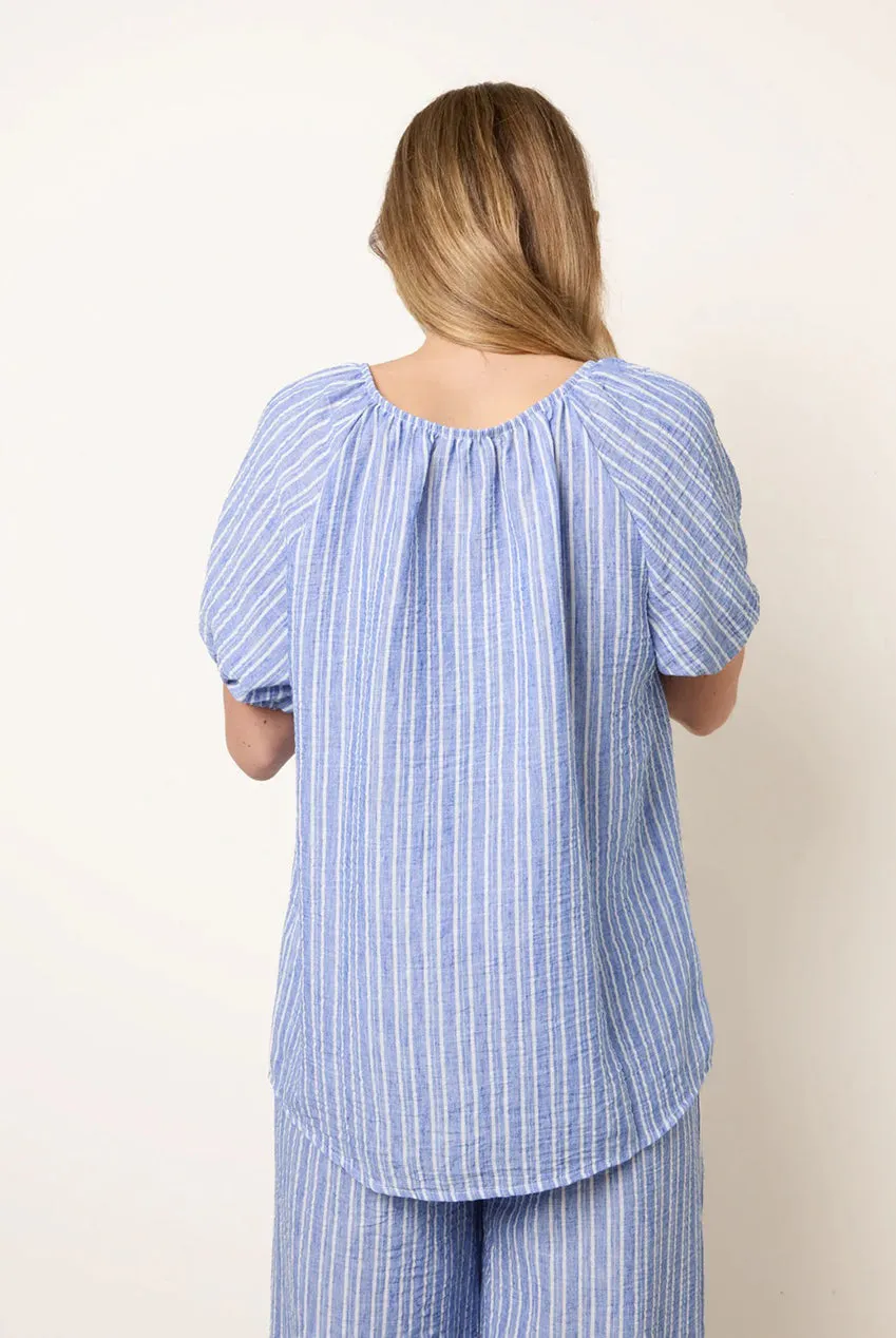 Blue Vanilla Tie Front blusa righe denim blue M nodo