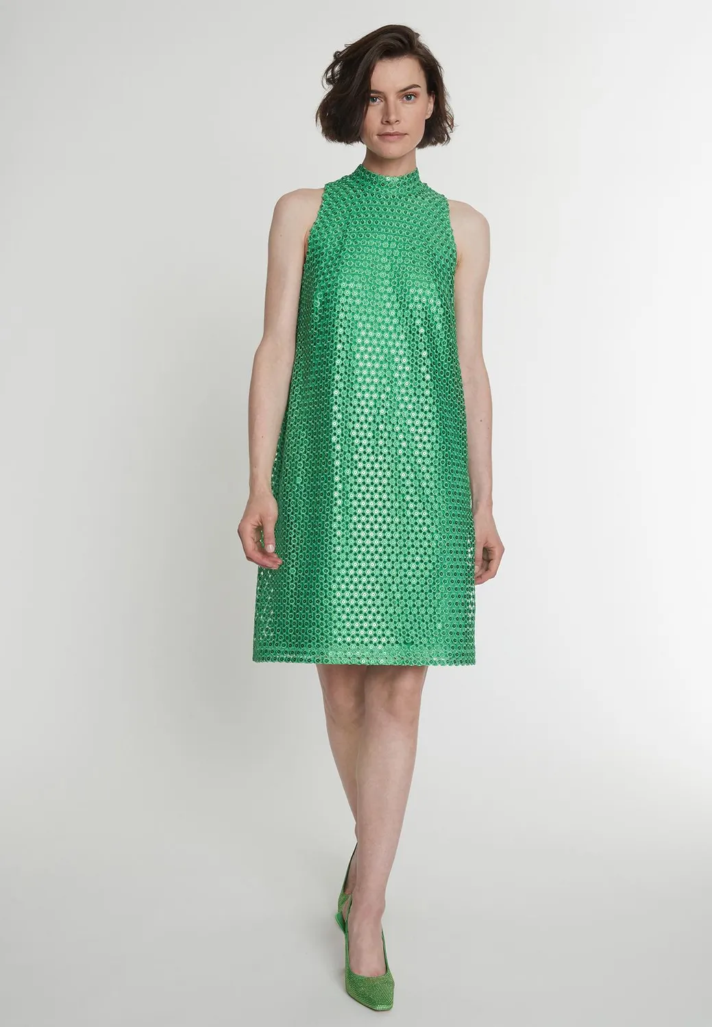 Ana Alcazar Pacea abito corto verde paillettes sera