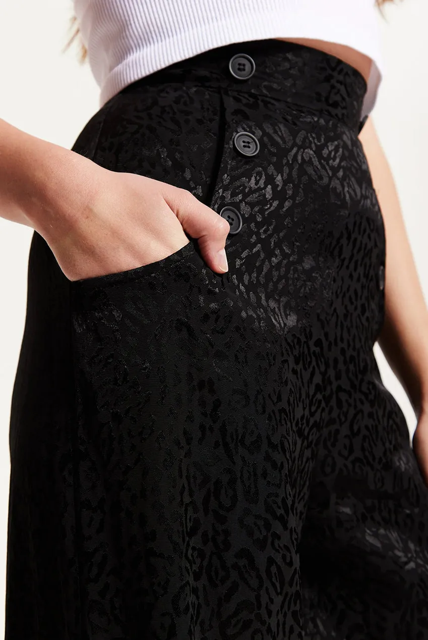 Liquorish High Waist Animal Print pantaloni neri fantasia