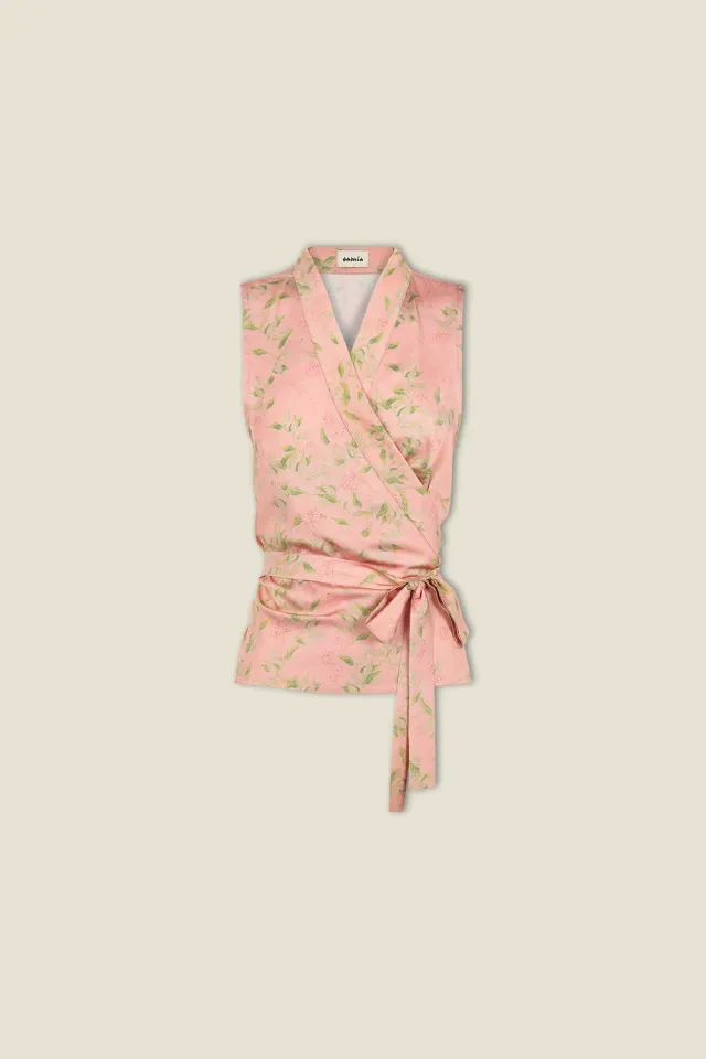 Dahlia Wrap top rosa botanico incrociato