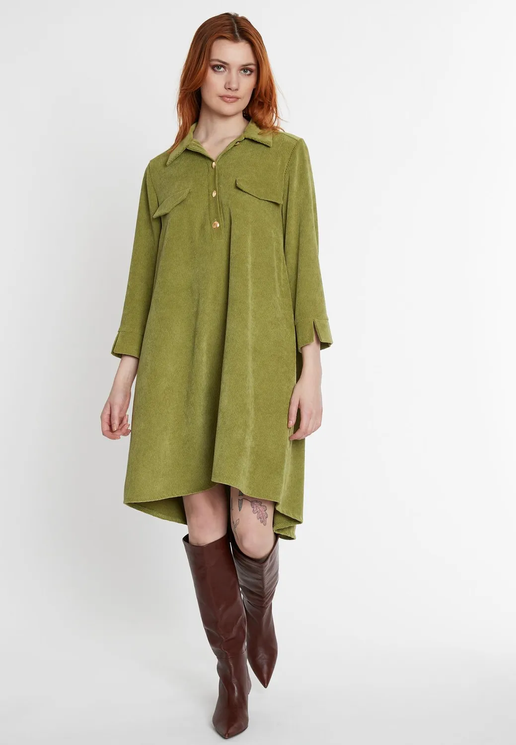 Ana Alcazar Sastya abito chemisier velluto verde