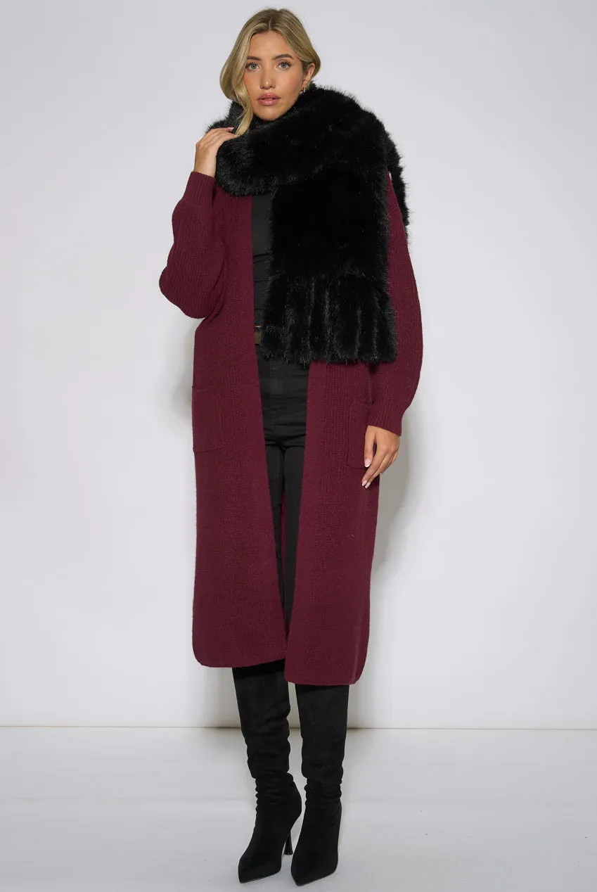 Gini London Faux Fur sciarpa nera con nappe