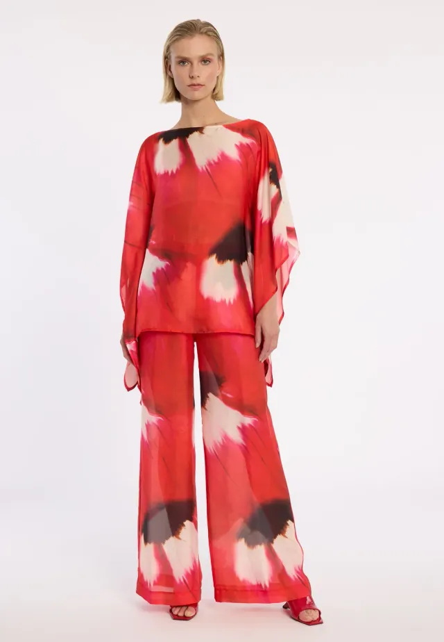Ana Alcazar Dryah Top in Chiffon Fantasia Rossa