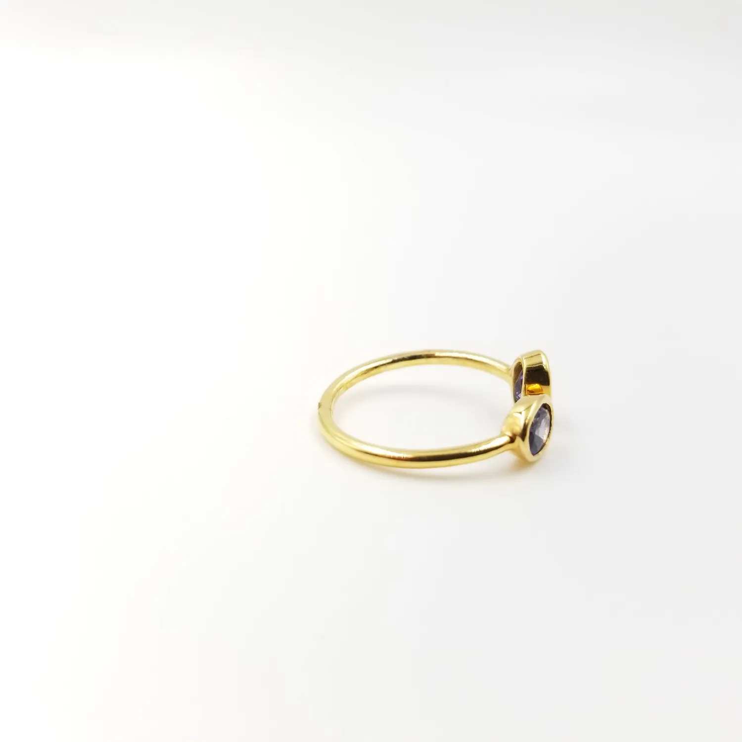 Our Dve 2 Stone Amethyst anello oro ametista