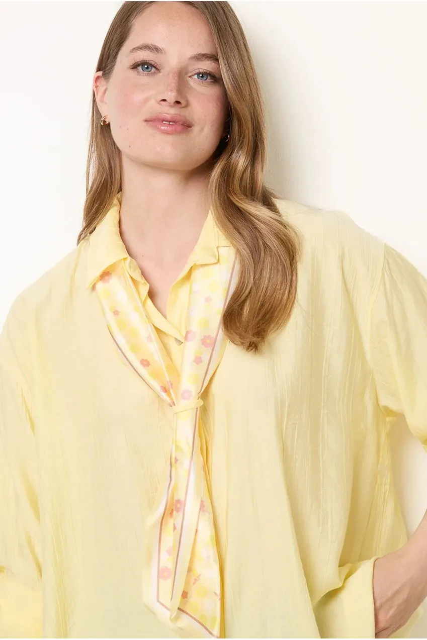 Blue Vanilla Scarf Viscose camicia giallo limone manica lunga