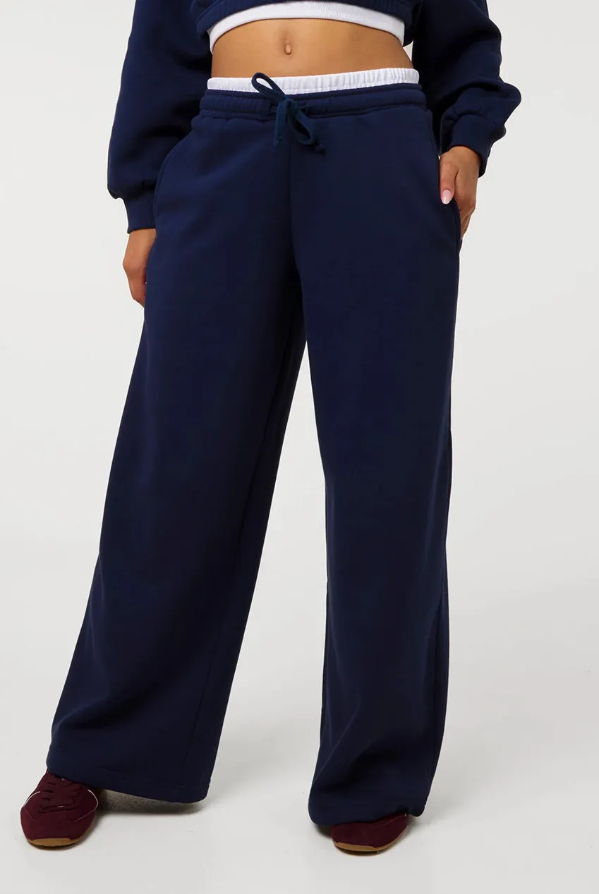 Pink Vanilla Contrast Waist joggers navy cotone