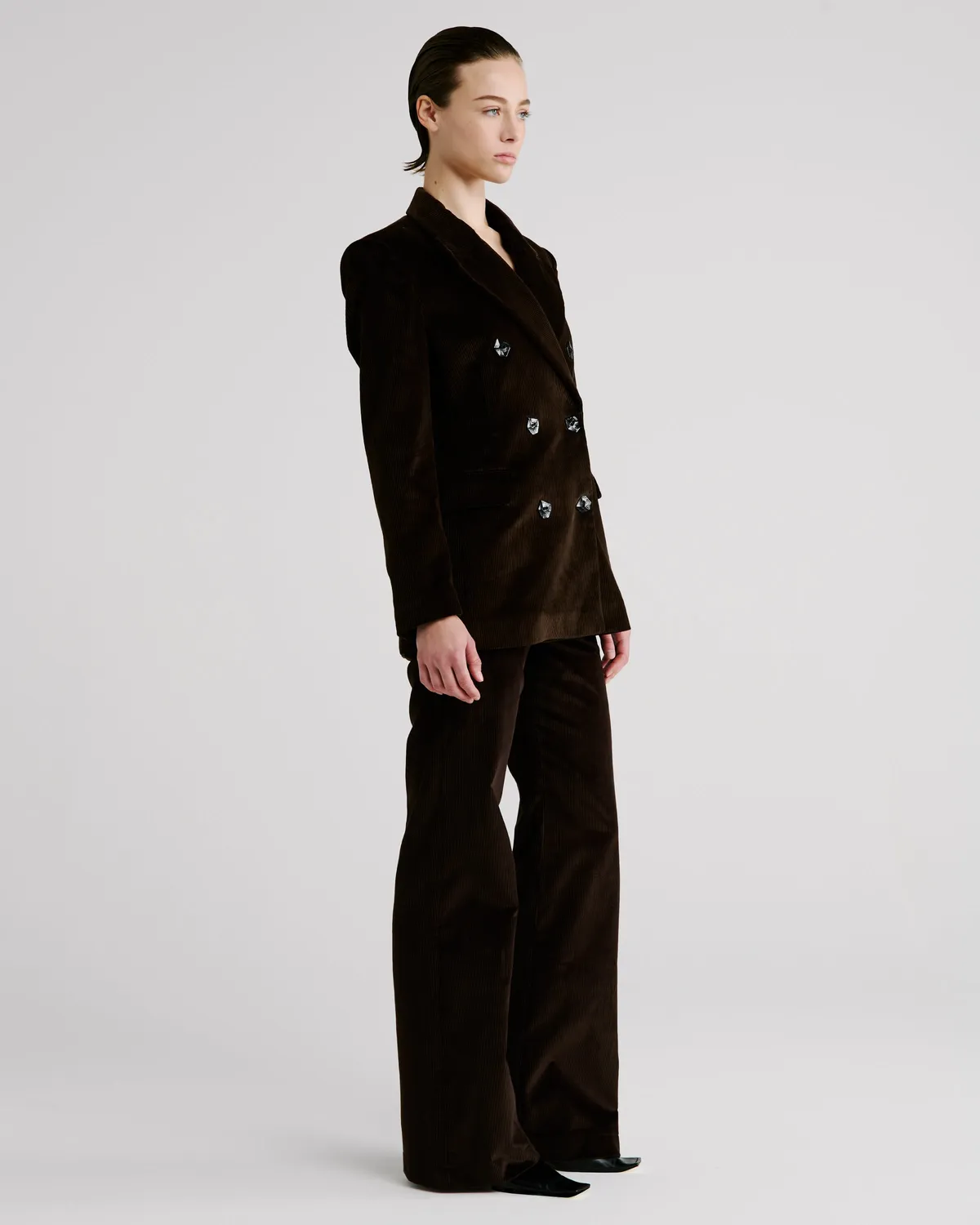 Violante Nessi Sugar blazer velluto marrone doppiopetto