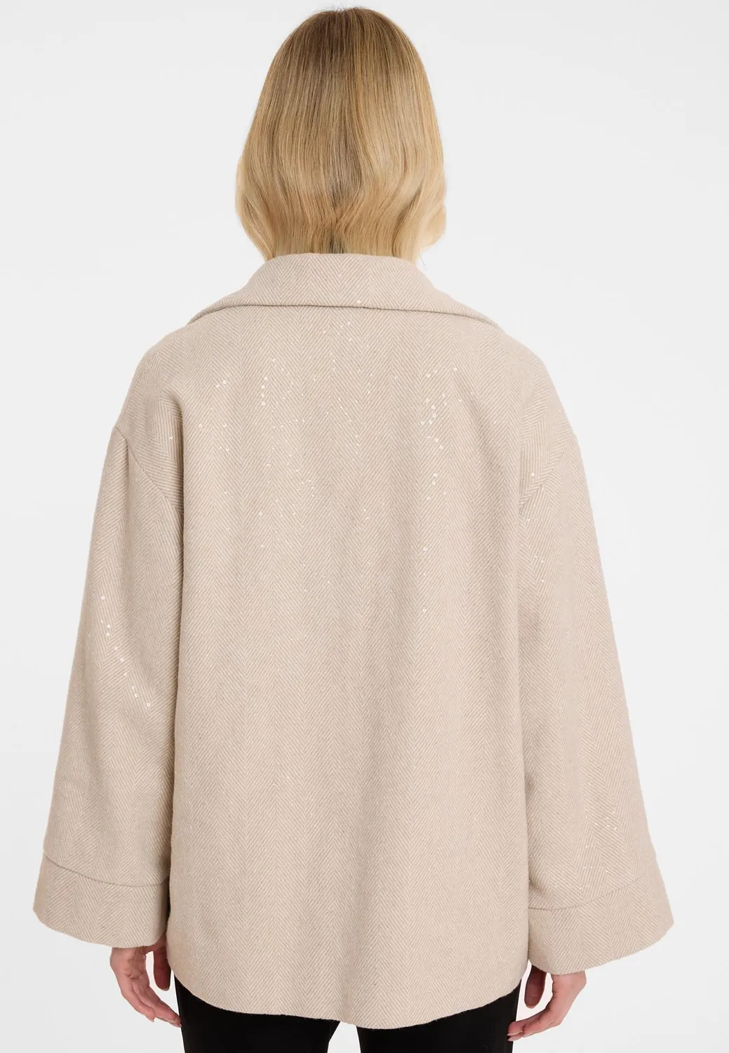 Ana Alcazar Aba giacca lana beige spigato