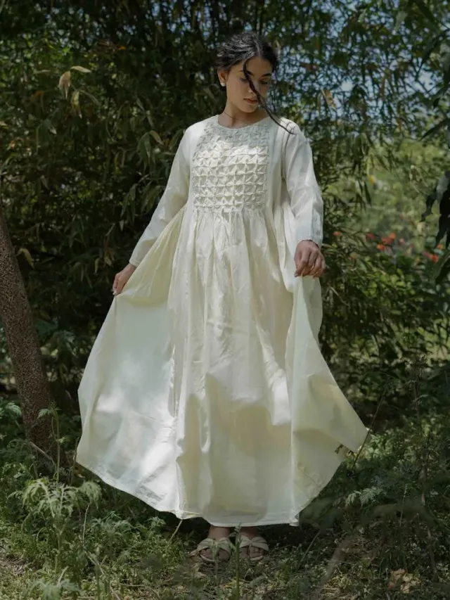 Our Dve Jeremiah Beige vestito lungo cotone