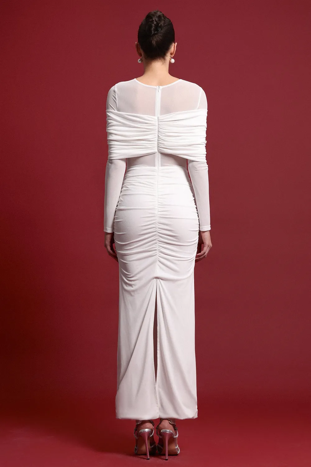 Bella Barnett Ingrid abito maxi bianco S maglia