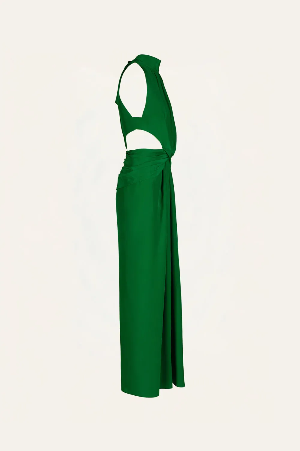 Johanna Ortiz Excepcionalidad abito lungo verde in crepe