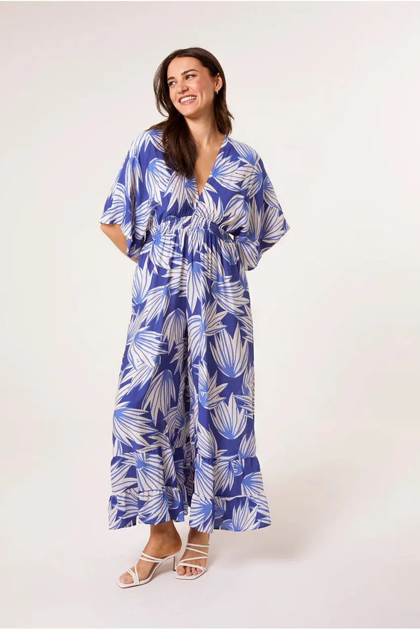 Blue Vanilla Leaf tuta intera blu kimono viscosa