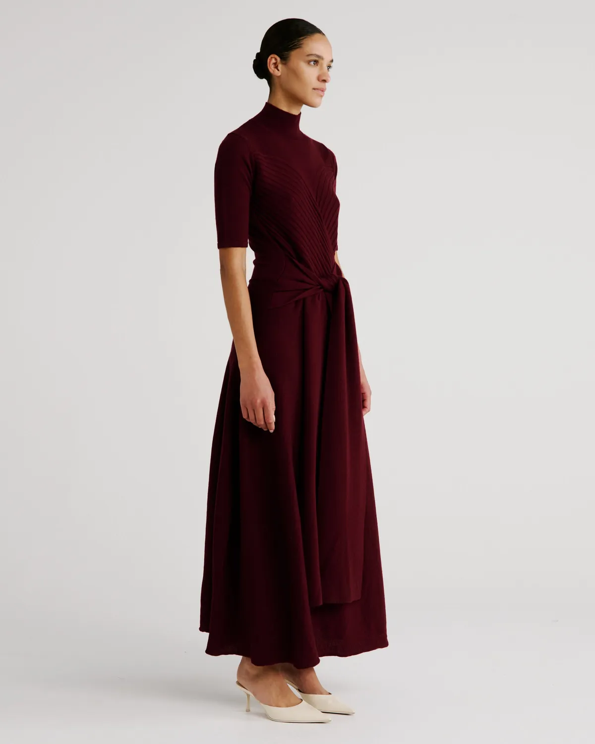 Violante Nessi Takashi abito maglia bordeaux lana merino