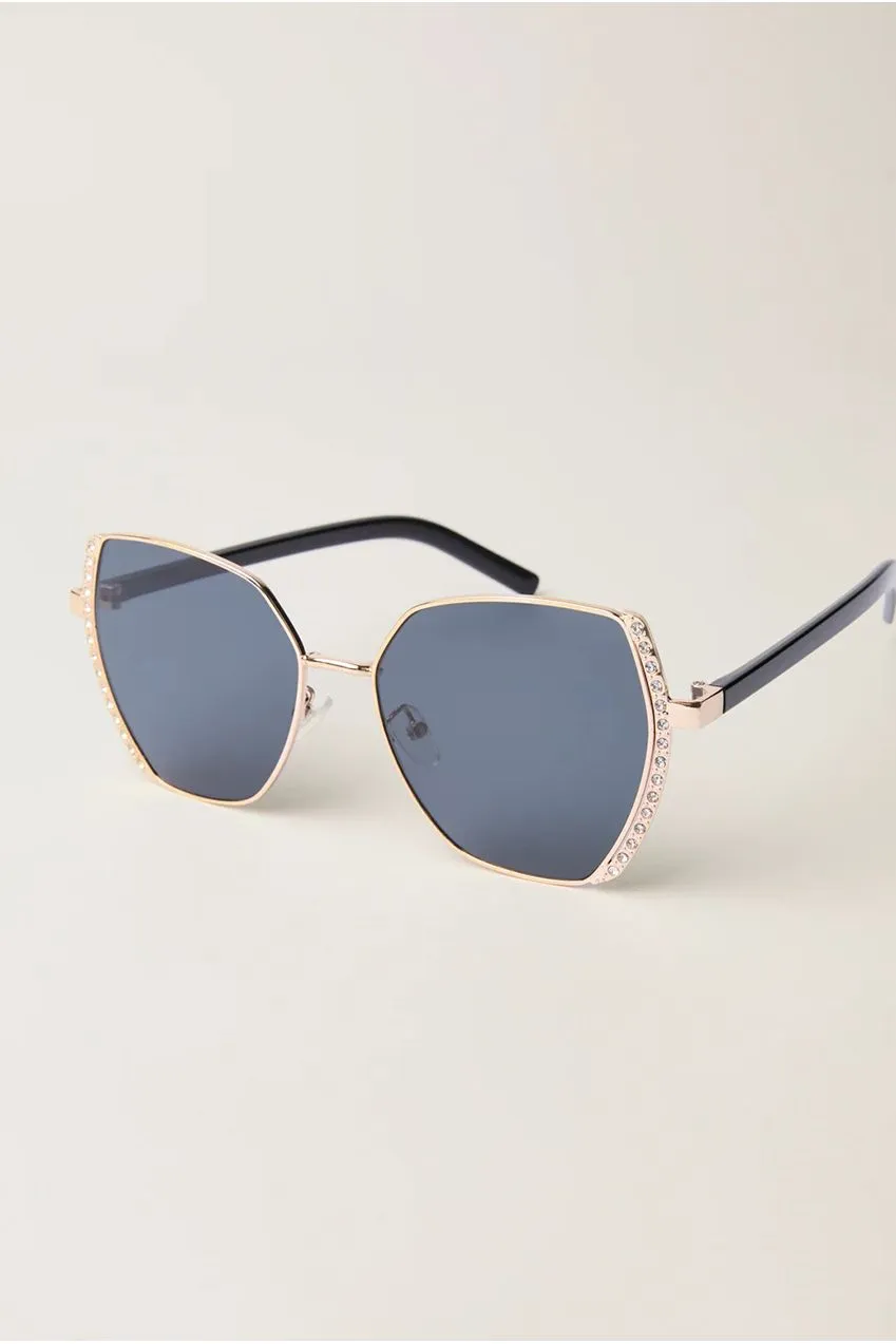 Blue Vanilla Gold Side Frame occhiali da sole oro oversize