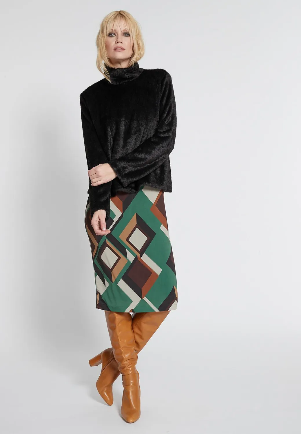 Ana Alcazar Hiplea abito maglia fantasia retro collo alto