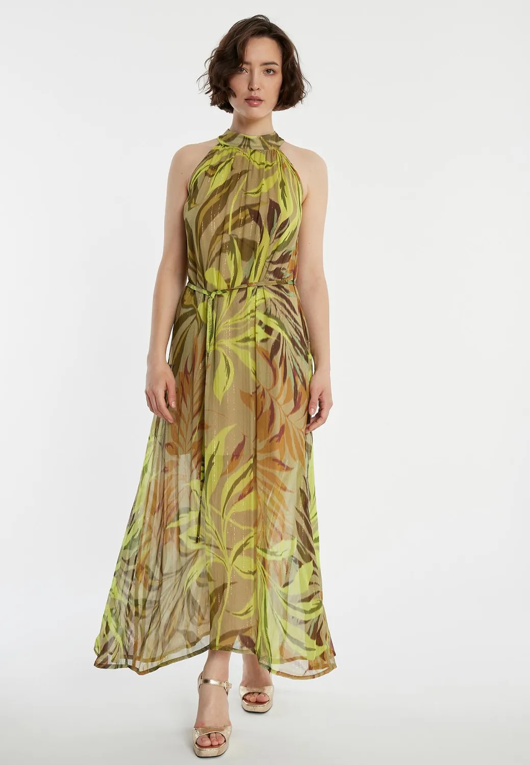 Ana Alcazar Zeppa abito lungo chiffon verde