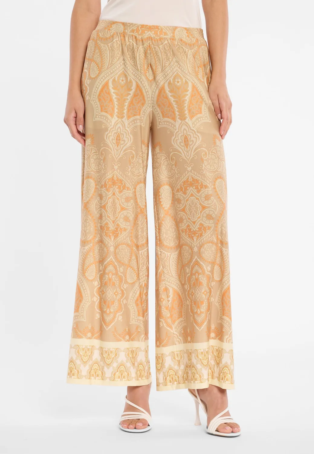 Ana Alcazar Dorinop pantaloni larghi fantasia paisley gialli