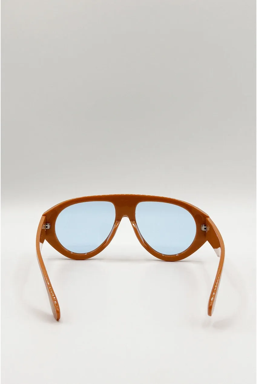 SVNX occhiali aviatore oversize arancione lente blu