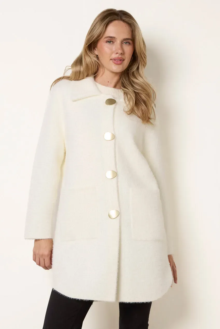 Blue Vanilla Overcoat cappotto avorio collo classico S/M M/L