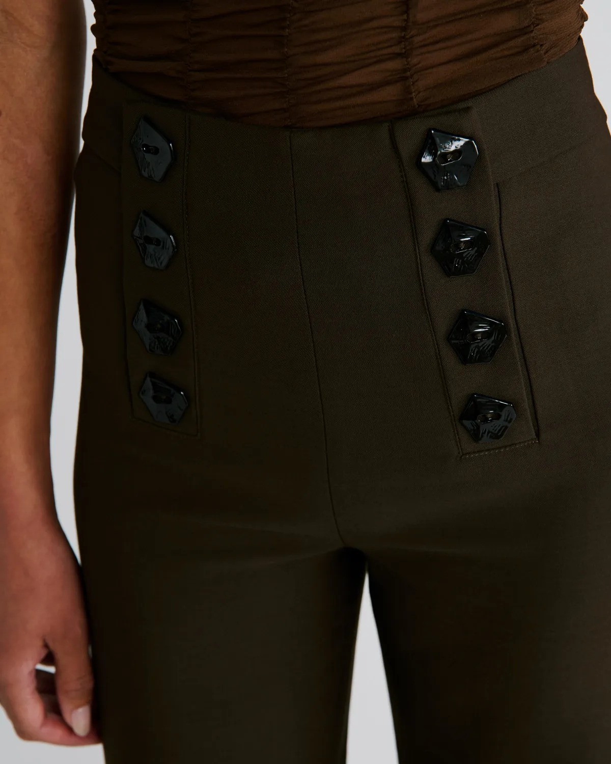 Violante Nessi Davinhor pantaloni marrone lana crepe