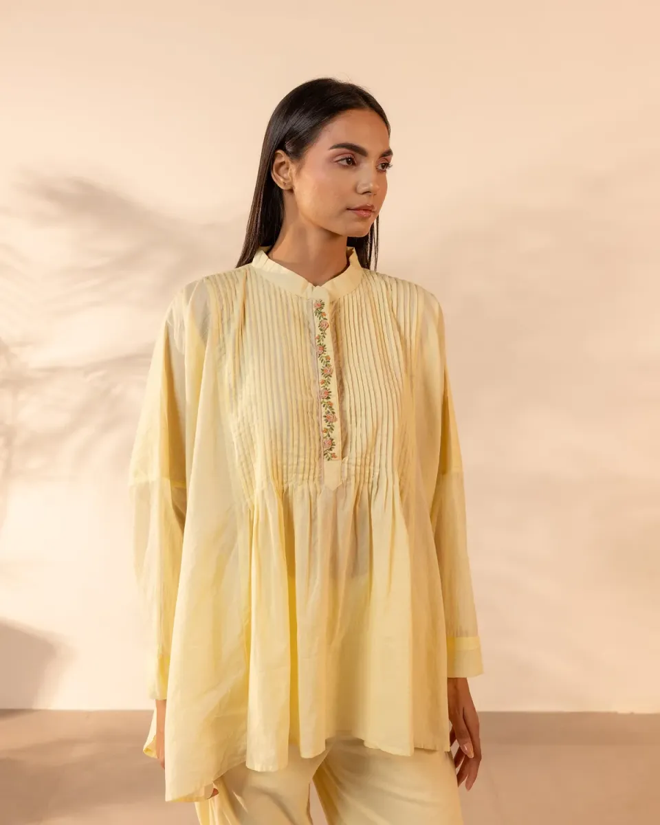 Our Dve Drizzle Top maglia cotone giallo limone