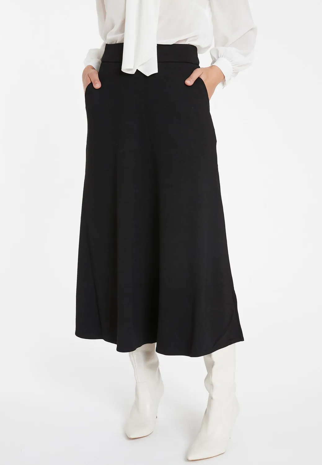 Ana Alcazar Sitana gonna midi nera jersey tasche