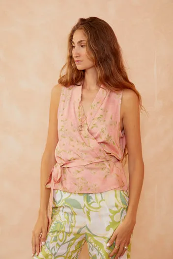 Dahlia Wrap top rosa botanico incrociato