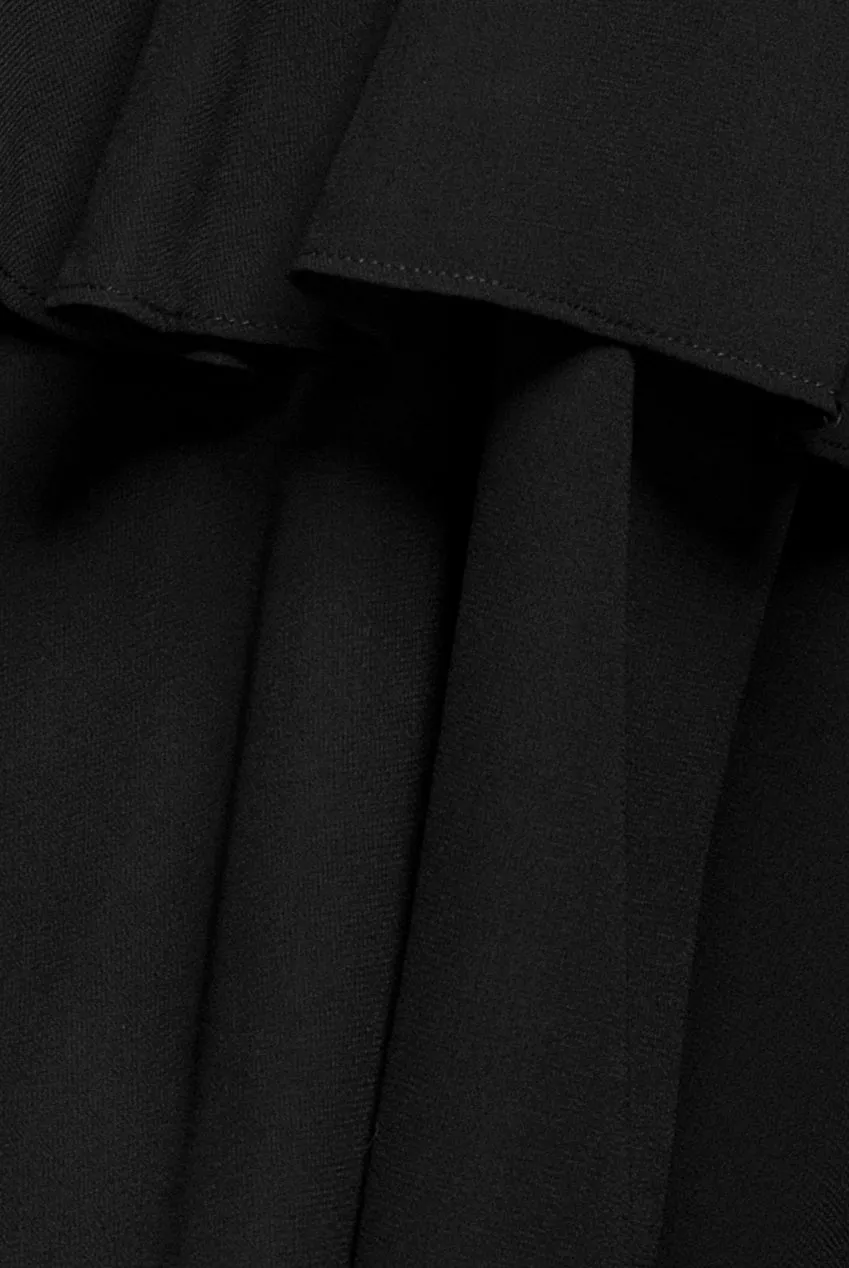 Goddiva Tiered Chiffon abito midi nero incrocio