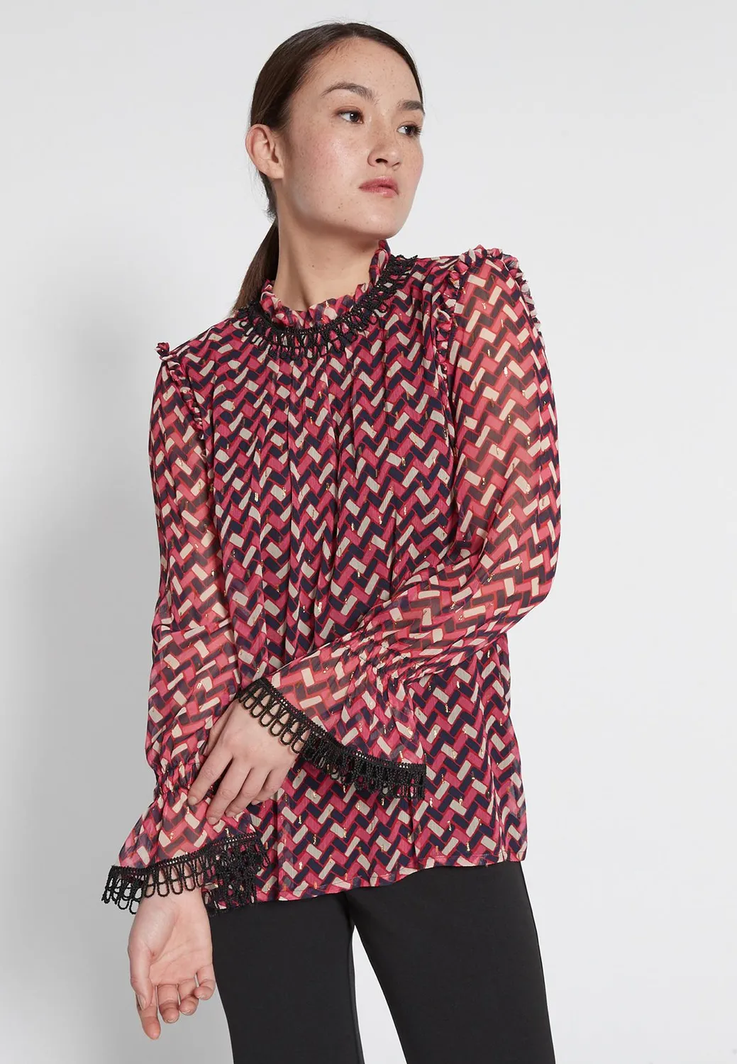 Ana Alcazar Hafosa blusa fantasia retro con rouches
