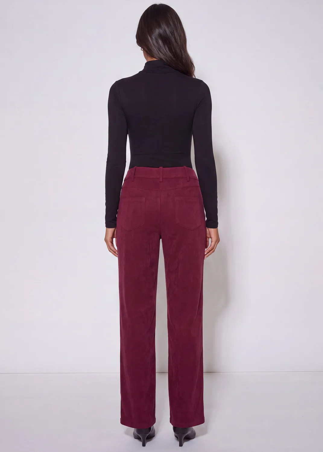 Gini London Mulberry pantaloni dritti velluto bordeaux