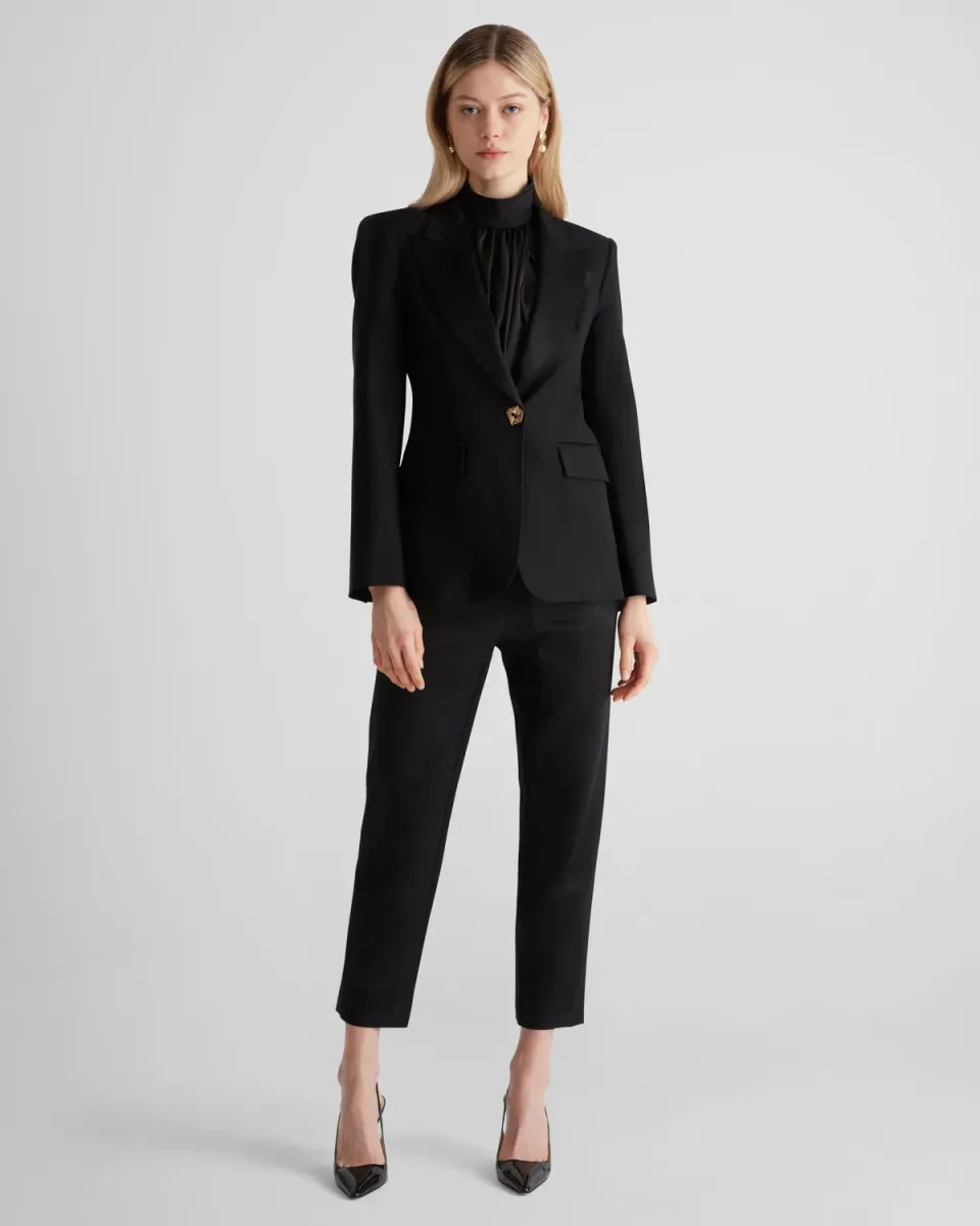 Violante Nessi Uccellini blazer nero lana e seta