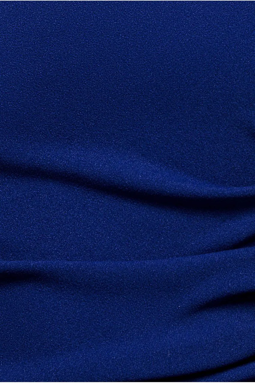Goddiva Satin abito maxi monospalla blu royal