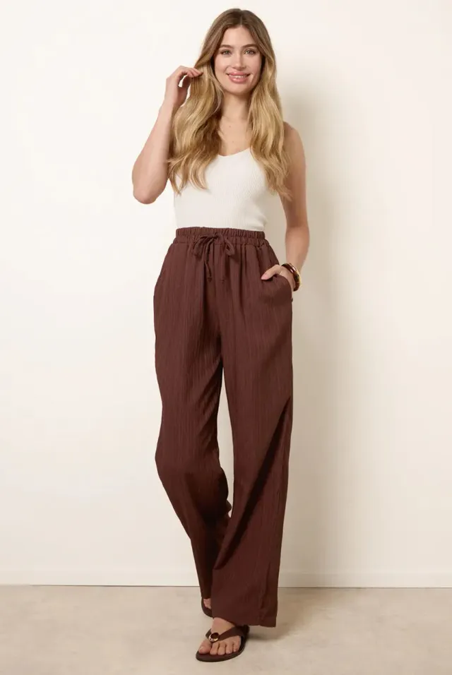 Blue Vanilla Drawstring pantaloni cioccolato gamba larga