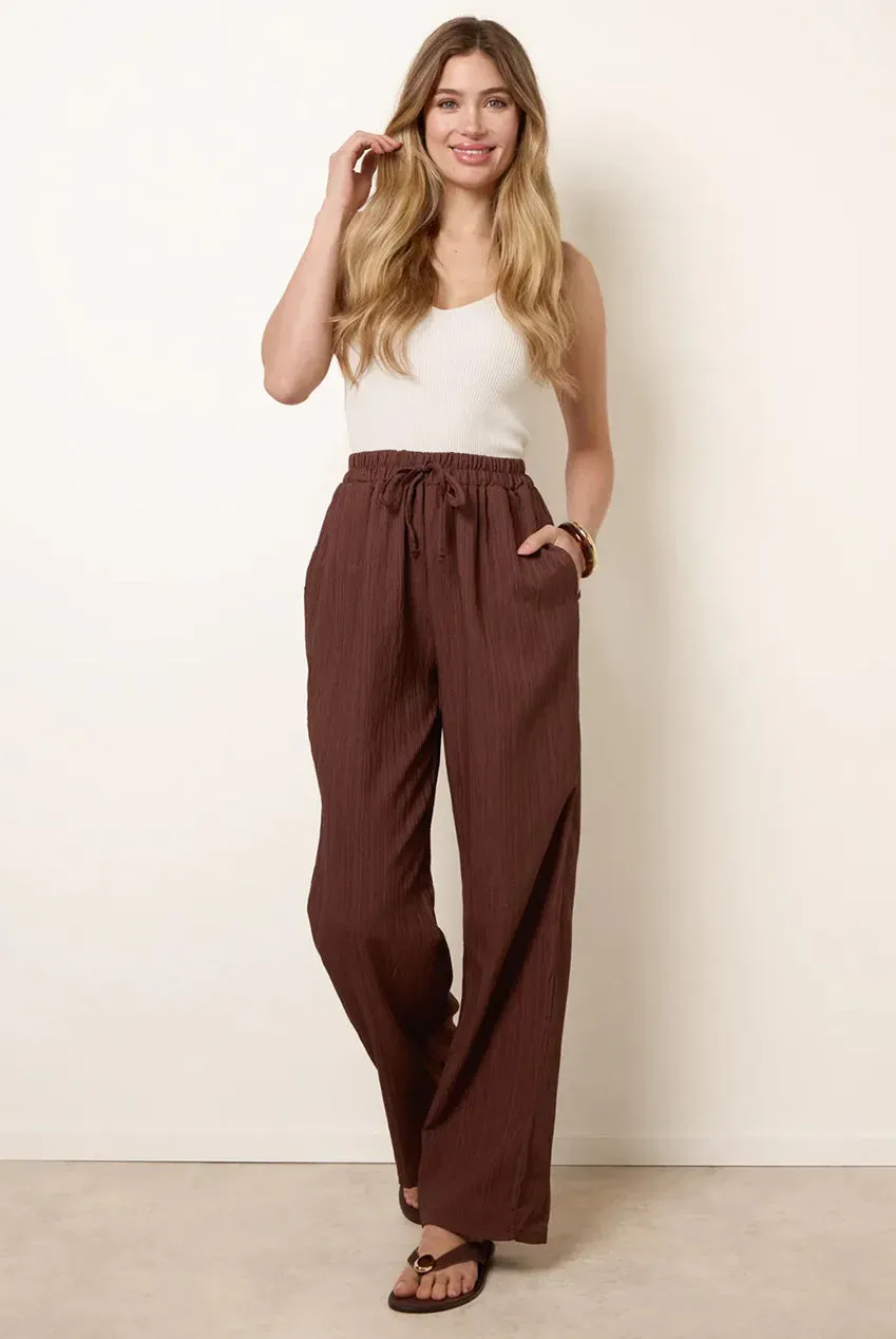 Blue Vanilla Drawstring pantaloni cioccolato gamba larga