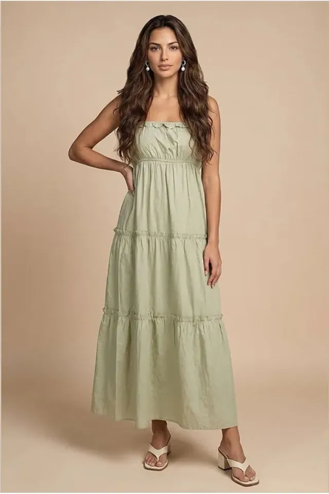Urban Bliss Ruched abito maxi salvia balze leggero