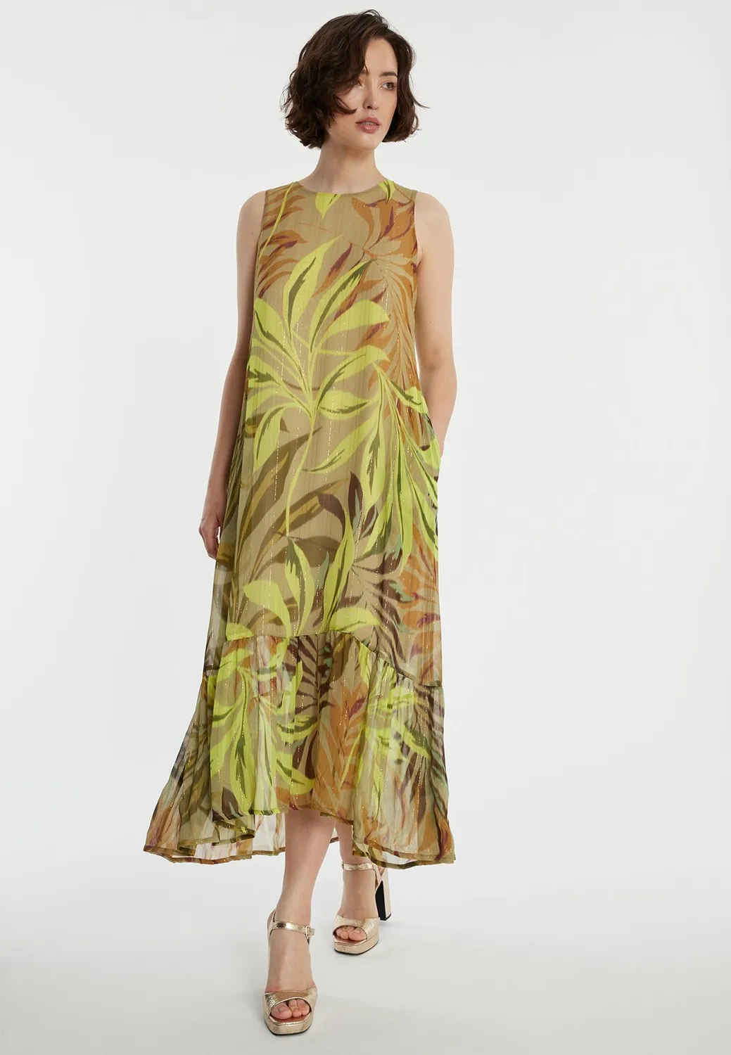 Ana Alcazar Zapara abito midi verde fantasia lurex