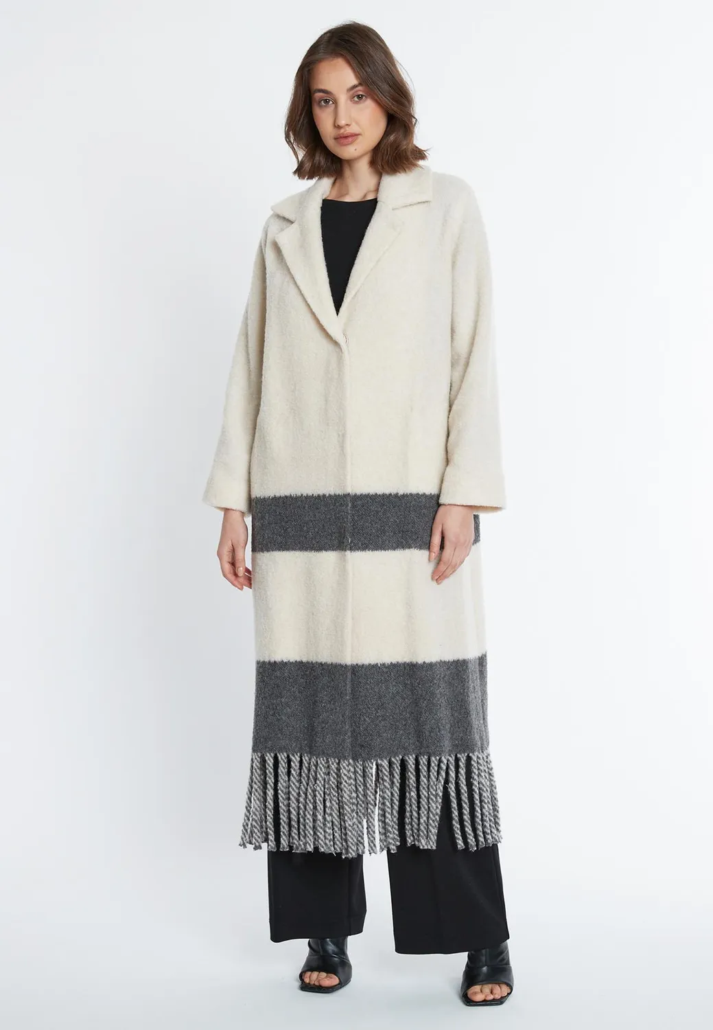Ana Alcazar Saba cappotto lana frange