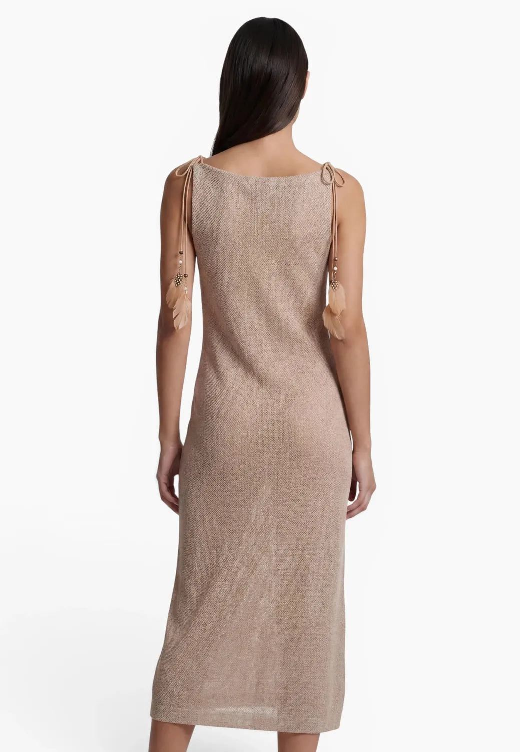Ana Alcazar Danis vestito maglia midi beige