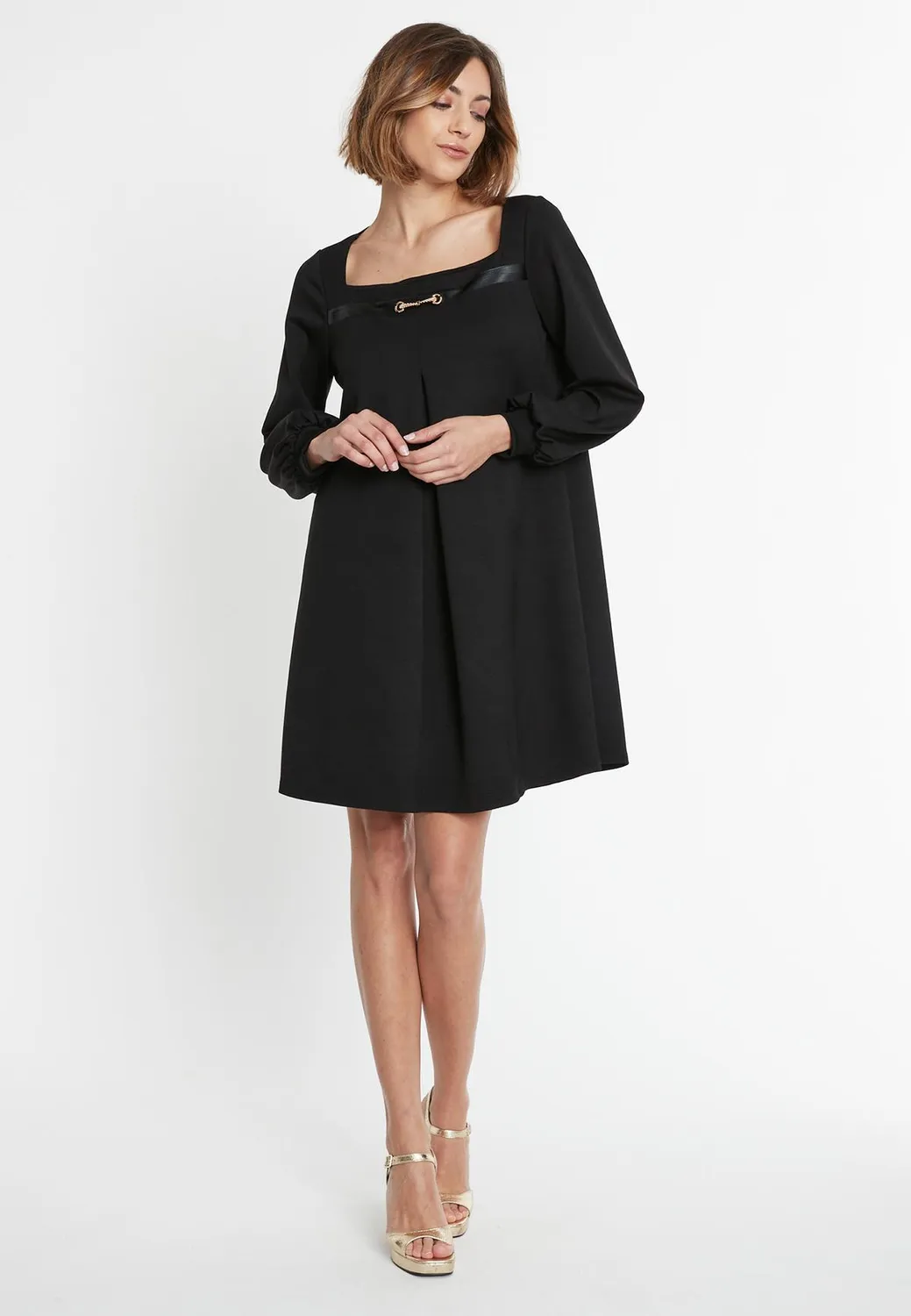 Ana Alcazar Sisa abito babydoll nero jersey