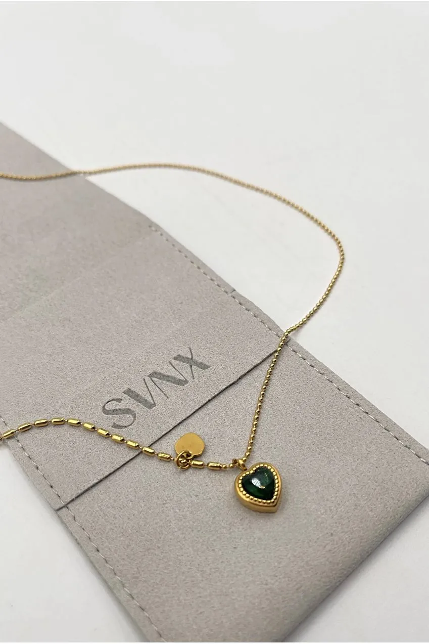 SVNX Emerald Green Heart collana oro cuore verde