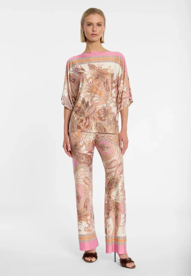 Ana Alcazar Duara Top Paisley Beige Manica Pipistrello
