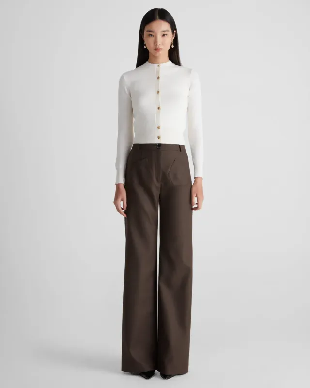 Violante Nessi Francis pantaloni marroni crêpe lana
