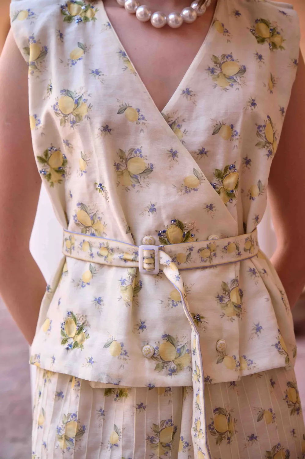 Our Dve Jim completo chanderi giallo limone top gonna