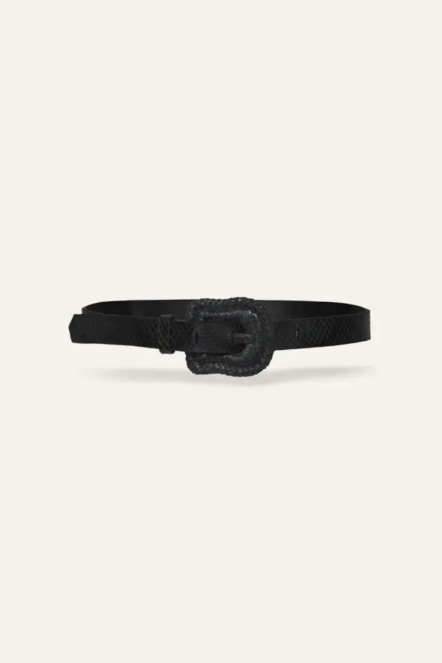 Johanna Ortiz Harbor Hues cintura nera pelle fibbia western