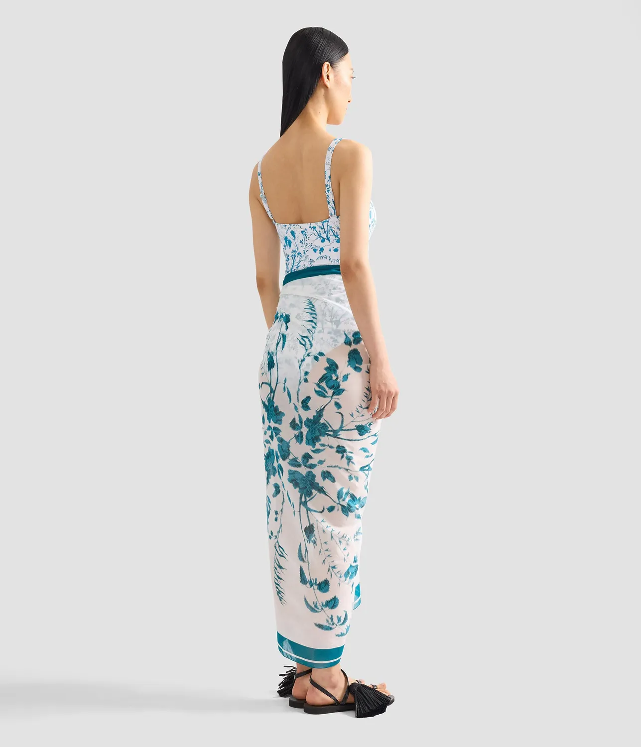 Erdem Botanical Print pareo bianco fantasia