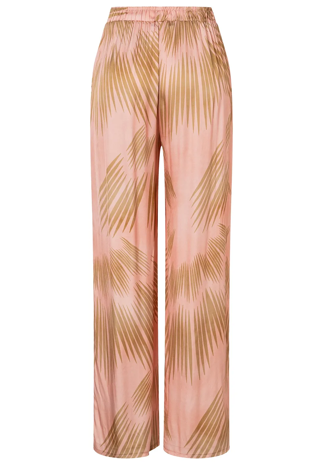 Ana Alcazar Dolia pantaloni palazzo raso rosa stampa oro