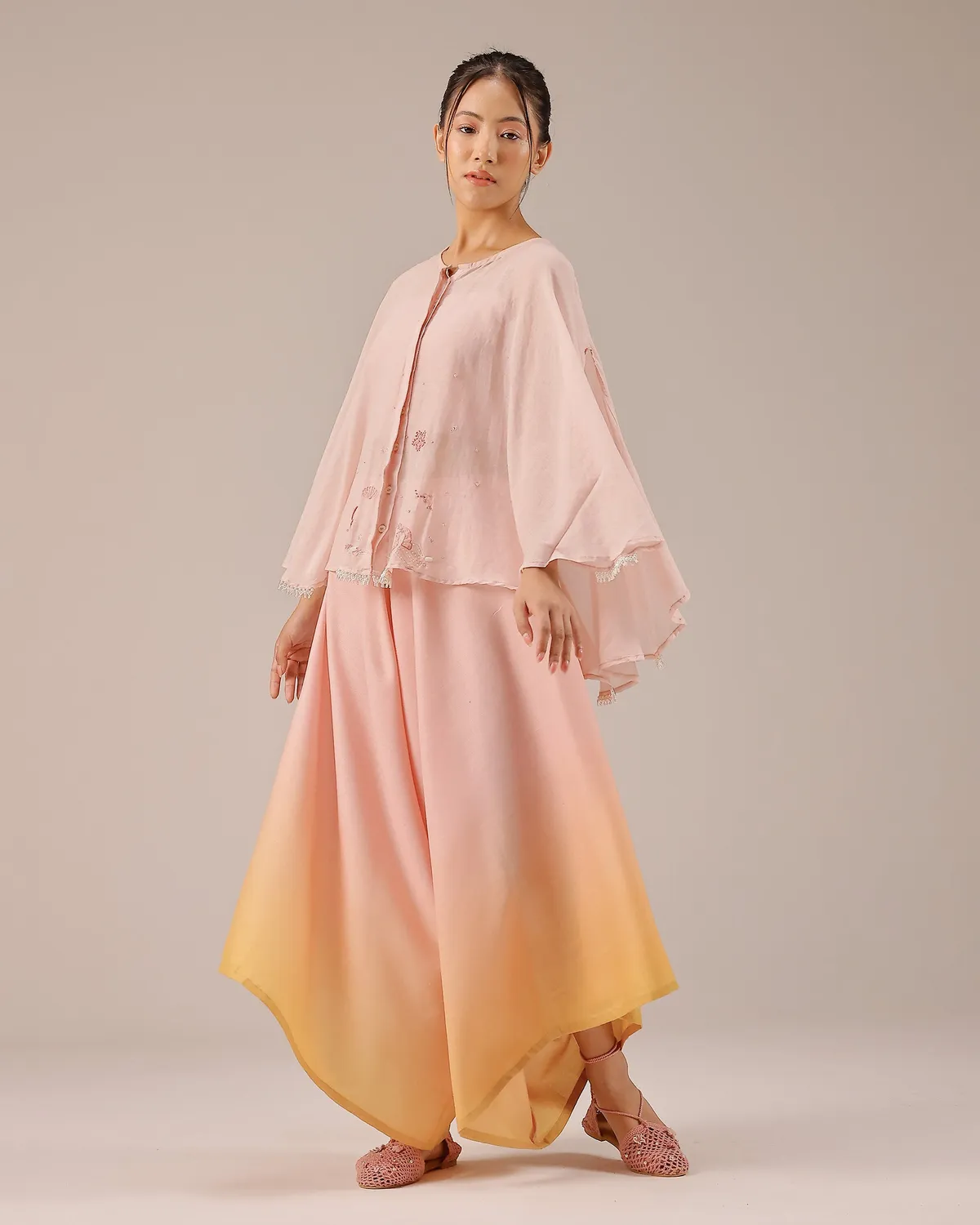 Our Dve Golden Dune Top Tube Top Completo rosa palazzo lino