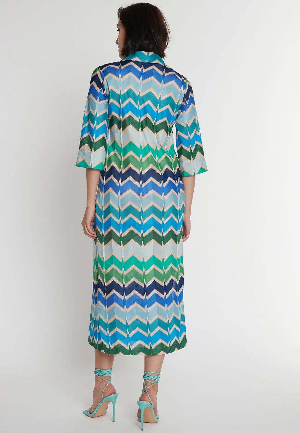 Ana Alcazar Pocana chemisier midi zigzag verde blu