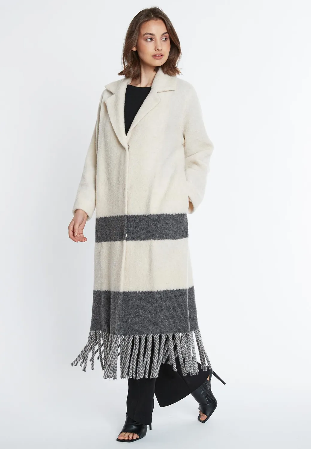 Ana Alcazar Saba cappotto lana frange